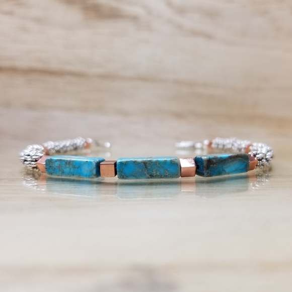 Sky Blue Imperial Jasper Beaded Gemstone Br - Picture 6 of 8